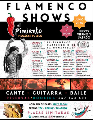 Flamenco Show EL PIMIENTO en Mojácar - Agenda Junio